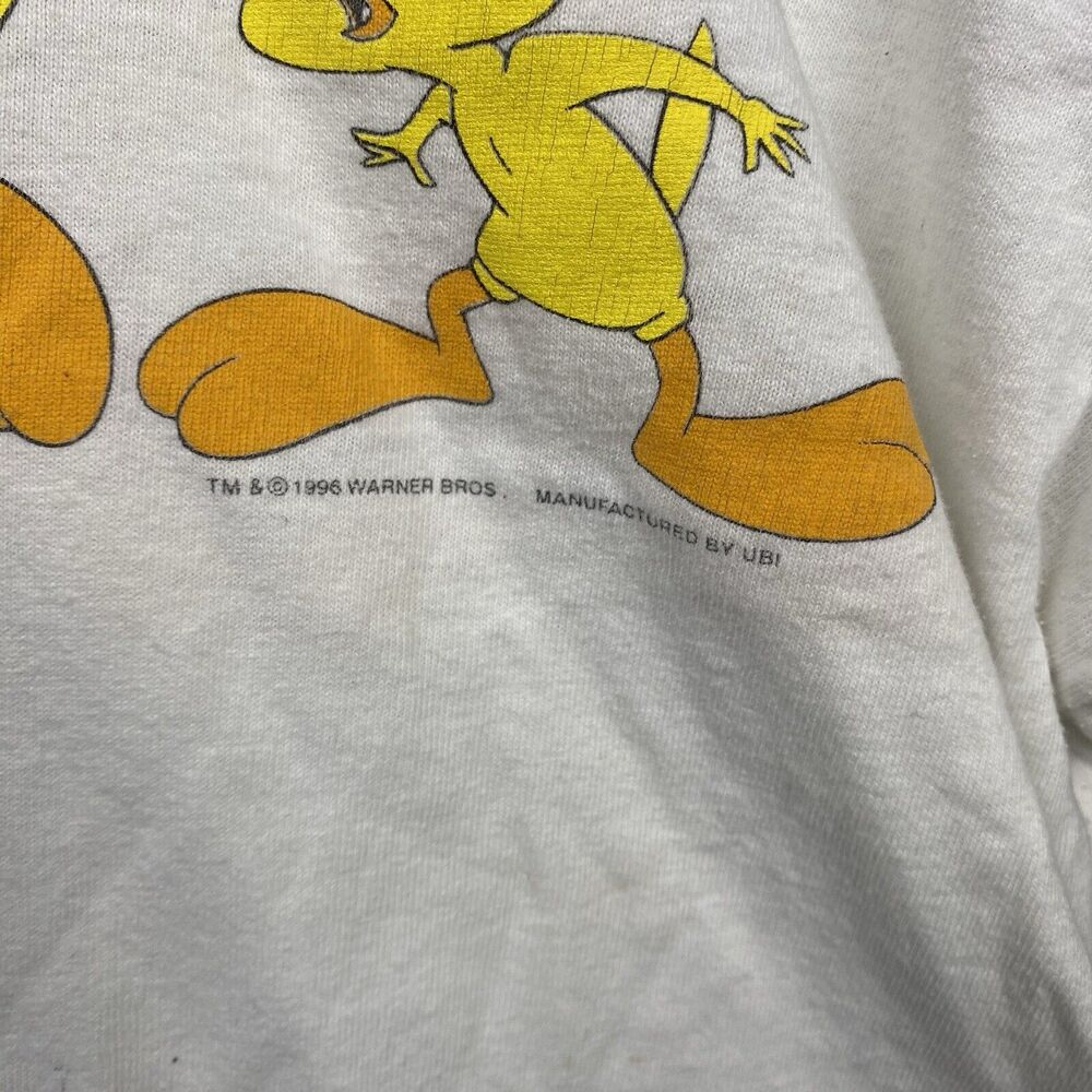 Vintage Looney Tunes Crop T Shirt 90s Single Stitch Tweety Bird Size XL - Picture 3 of 9